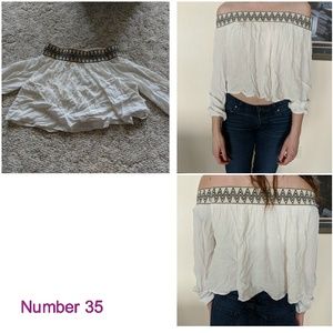 Off White, Off Shoulders Crop Top